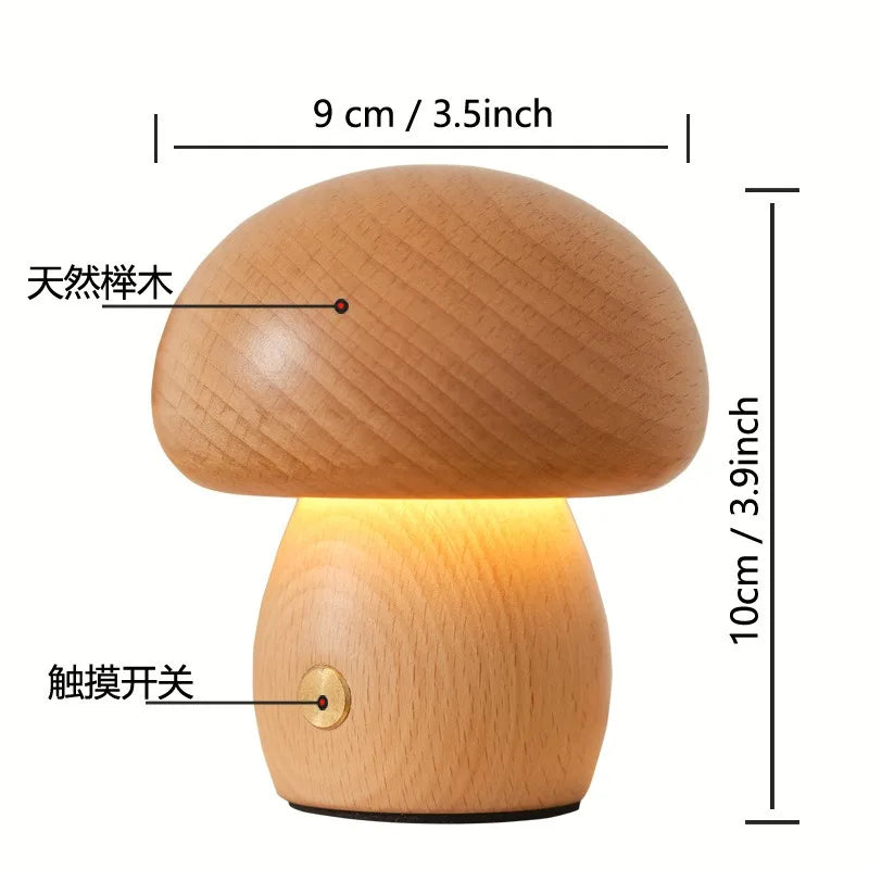 INS LED Night Light With Touch Switch Wooden Cute