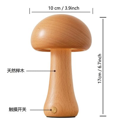 INS LED Night Light With Touch Switch Wooden Cute