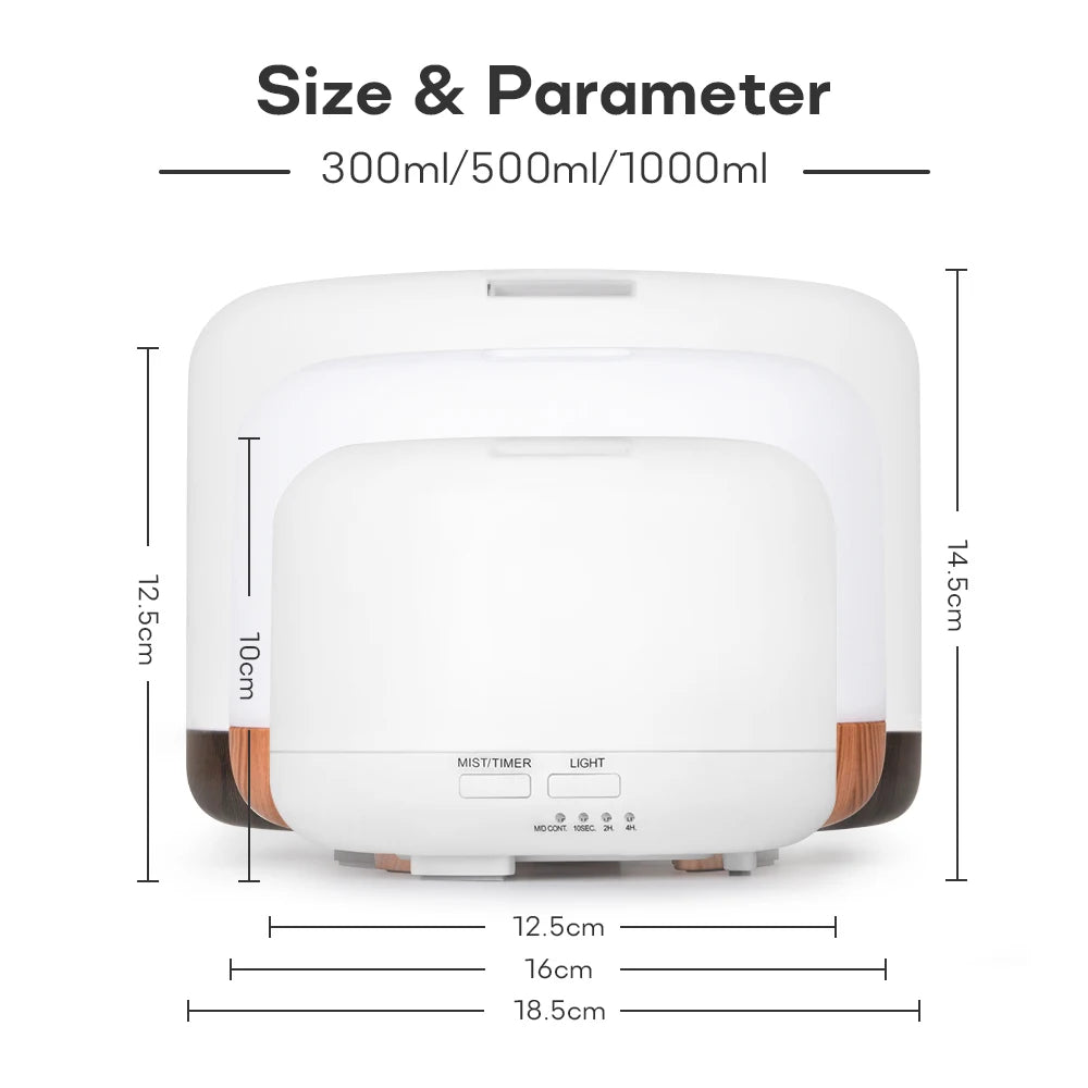 Air Humidifier Essential Oil Diffuser 300ML 500ML 1000ML