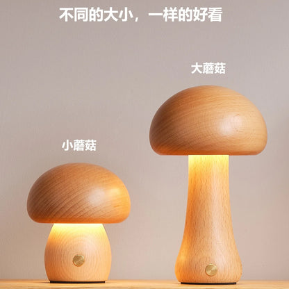 INS LED Night Light With Touch Switch Wooden Cute