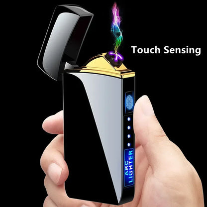 Electric Windproof Metal Lighter Double Arc