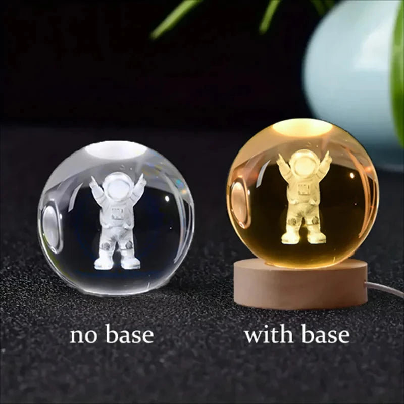 6cm 3D Crystal ball Crystal Planet Night Light Laser