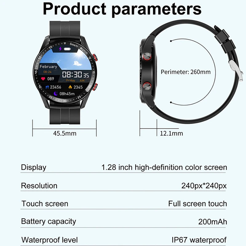 ECG+PPG Bluetooth Call Smart Watch Men Laser Health Blood